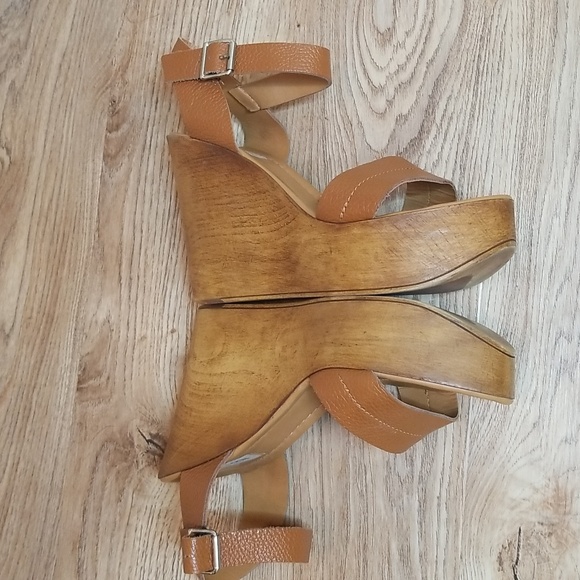 Steve Madden Womens Belma Open Toe Brown Platform Leather Wedge Heels Size 9 - Picture 7 of 15